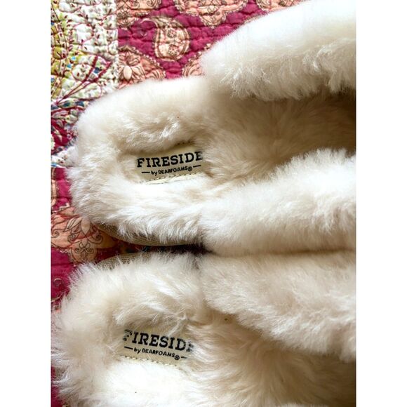 Dearfoam Fireside NWT Leopard Slippers Shearling Scuff Size 11 Women's - Picture 7 of 9
